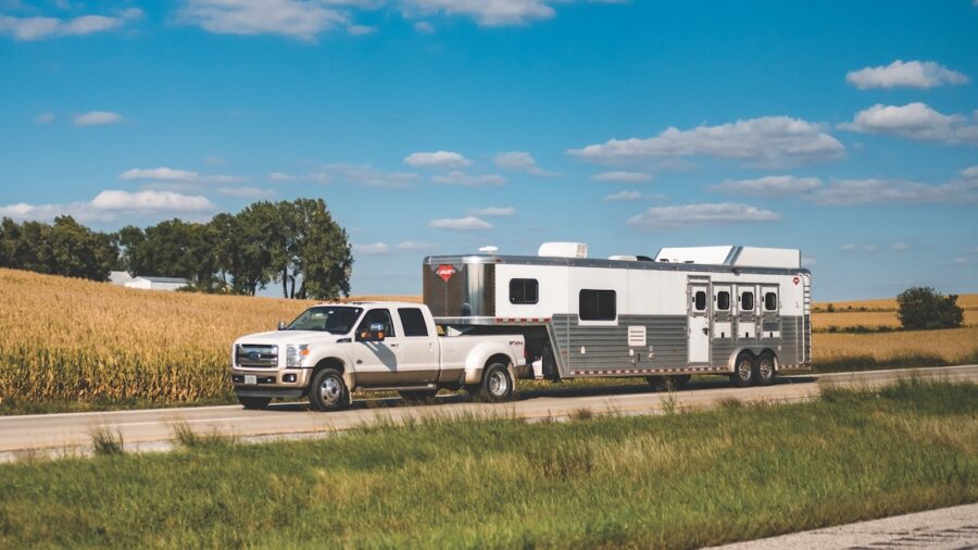 Truck hauling a trailer