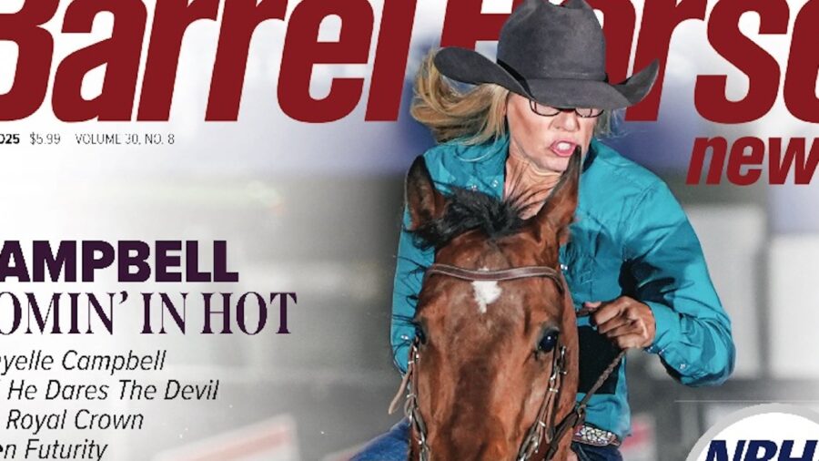 Danyelle Campbell and He Dares The Devil win the Royal Crown and SVE Open Futurity titles in Guthrie, Oklahoma. Photo by Clinton Foster Photography