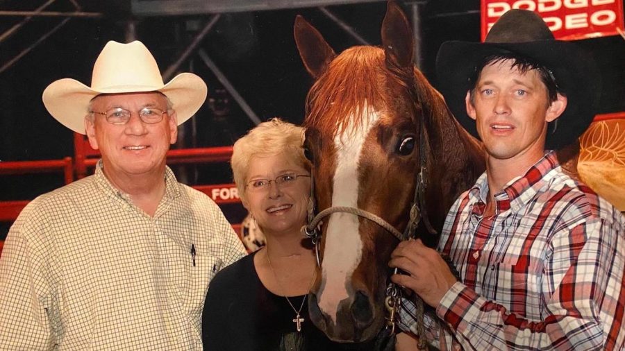 Harry and Vivian Blackwell pictured with Chris Coffey