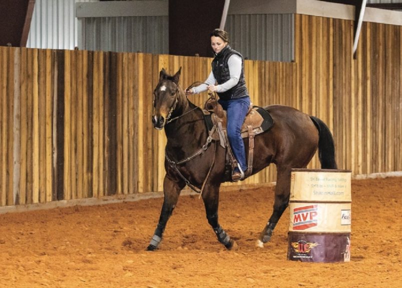 Make a slightly bigger circle around the second barrel, then come back around the barrel and make a normal second barrel turn. 
