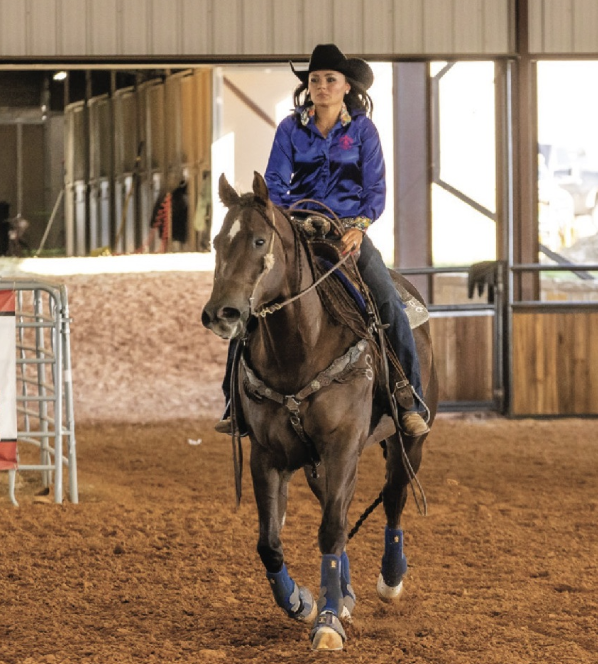 As you leave the alleyway, make sure your horse's body and shoulders are between your hands. 