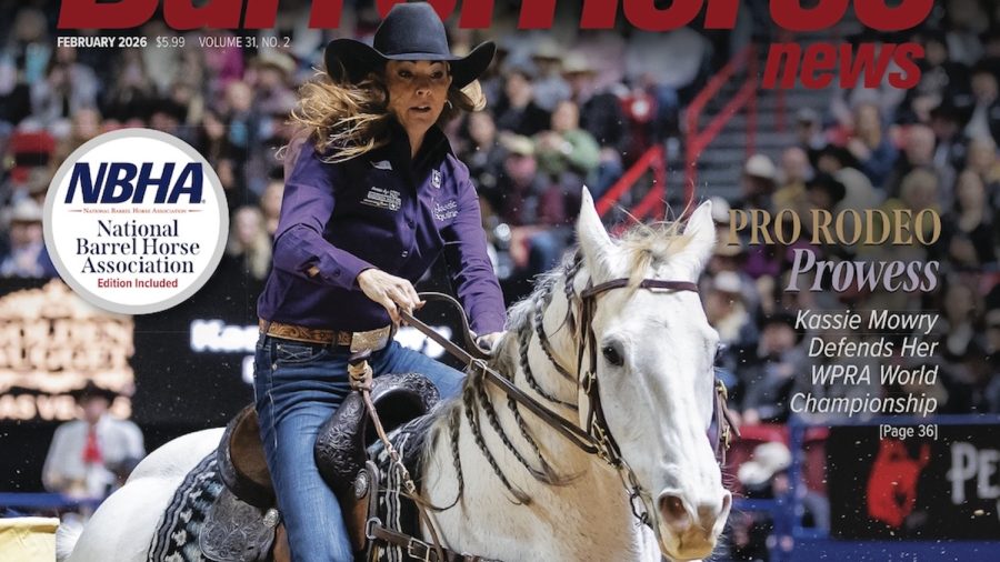 Kassie Mowry defends her WPRA world championship aboard two mounts, including CP He Will Be Epic. PRCA Photo by Mallory Beinborn