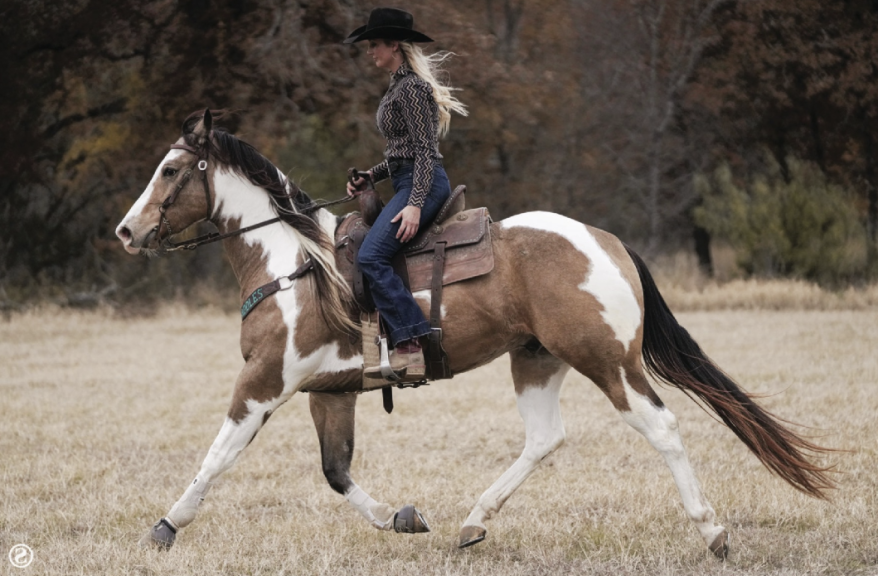 Maggie Carter doing opposite hand drills in the pasture